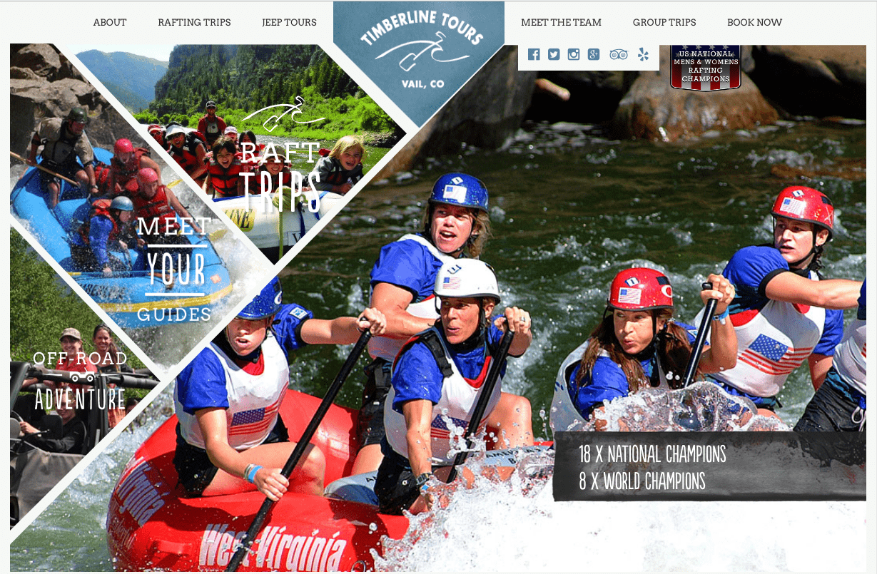 Timberline Tours web design diagonal design: timberline tours